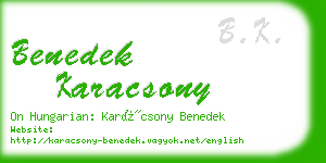 benedek karacsony business card